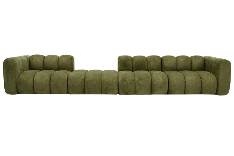 Sofa modułowa Marbella Art pięcioosobowa z eleganckimi przeszyciami - tkanina Aragon - widok od frontu