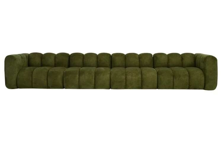 Sofa modułowa Marbella pięcioosobowa z eleganckimi przeszyciami - tkanina Aragon - widok od frontu