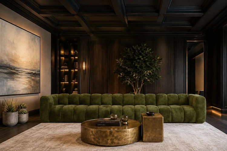Sofa modułowa Marbella pięcioosobowa z eleganckimi przeszyciami - tkanina Aragon - Aranżacja
