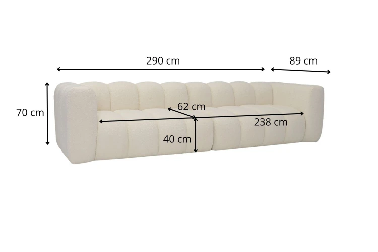 Sofa modułowa Marbella trzyosobowa z eleganckimi przeszyciami - tkanina Suprise Me - Wymiarówka