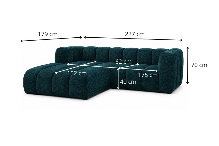 Narożnik modułowy Marbella L z eleganckimi przeszyciami - tkanina Viking - Wymiarówka