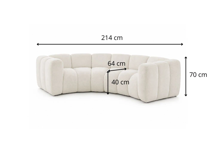 Sofa modułowa Marbella Moon półokrągła z eleganckimi przeszyciami - tkanina Suprise Me - Wymiarówka