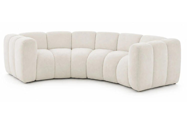 Sofa modułowa Marbella Moon półokrągła z eleganckimi przeszyciami - tkanina Suprise Me - widok z profilu