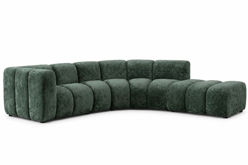 Sofa modułowa Marbella Open półokrągła z eleganckimi przeszyciami - tkanina Milky - widok główny