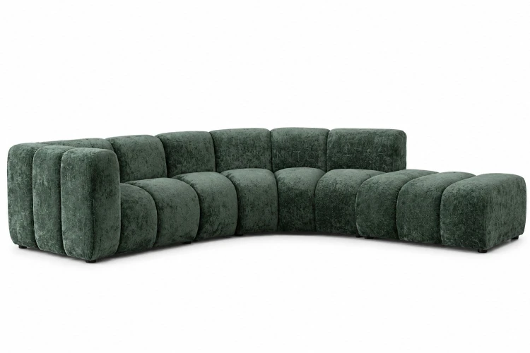 Sofa modułowa Marbella Open półokrągła z eleganckimi przeszyciami - tkanina Milky - widok główny