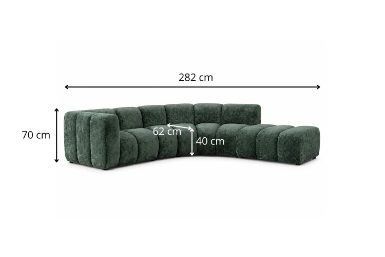 Sofa modułowa Marbella Open półokrągła z eleganckimi przeszyciami - tkanina Milky - Wymiarówka