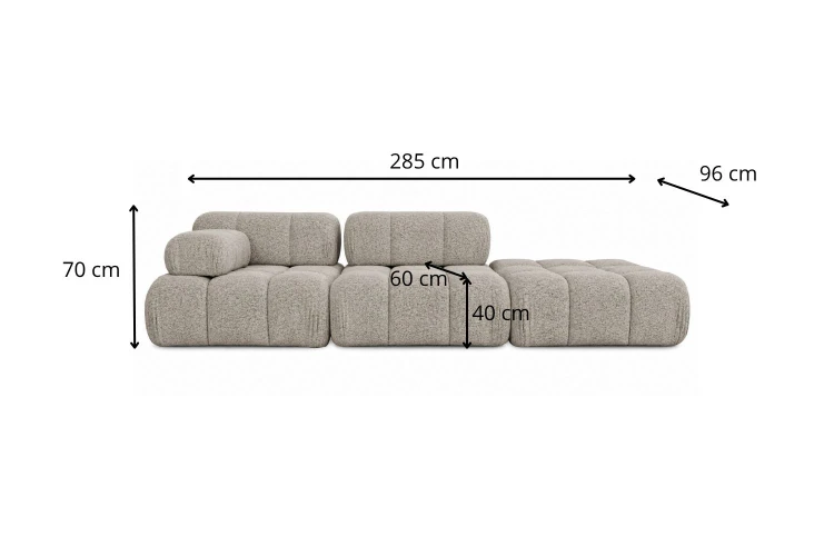 Sofa modułowa Korfu czteroosobowa z z regulowanym podłokietnikiem - tkanina Abriamo - Wymirarówka