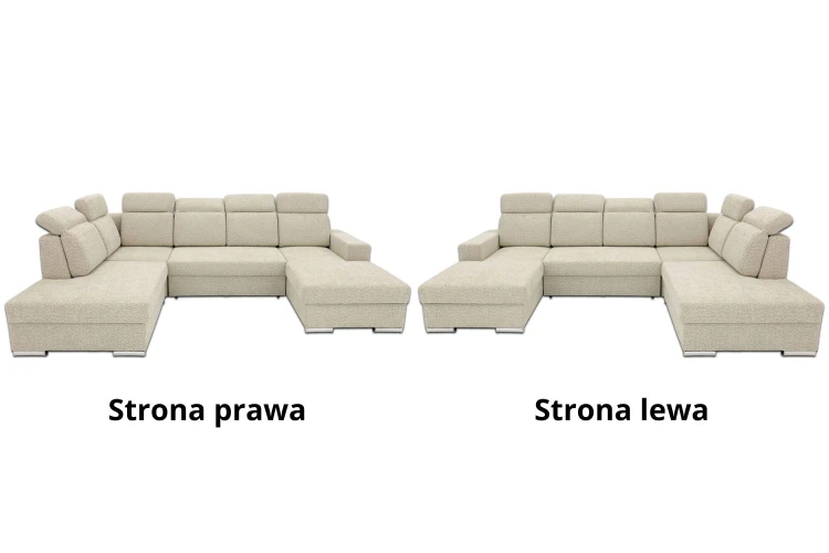 Narożnik Amado U z funkcją spania i pojemnikiem na pościel - tkanina Arena - wybór strony Prawa/Lewa