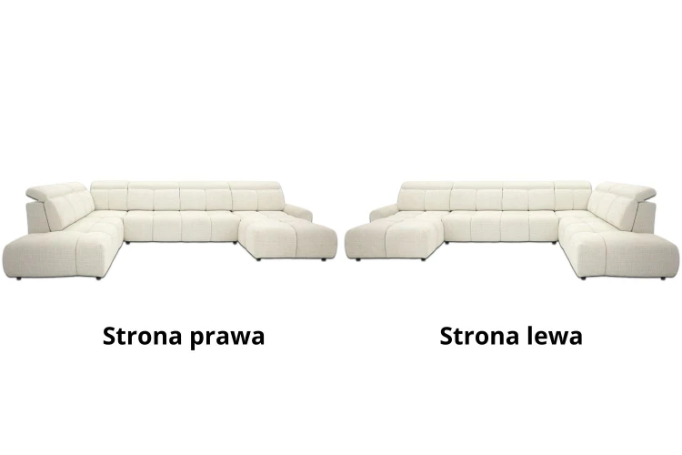 Narożnik Laura U Classic z regulowanymi zagłówkami - wybór strony Prawa/Lewa - tkanina Cremona 01