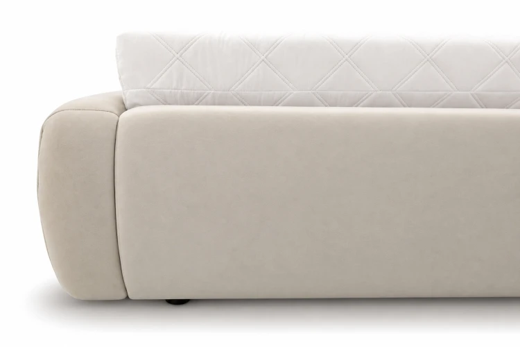 Łóżko tapicerowane z pojemnikiem na pościel 180x200 Nubo - tkanina Royal Velvet 01 - zbliżenie na bok