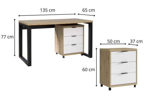 Biurko MAX 135 cm z Kontenerkiem - wymiary