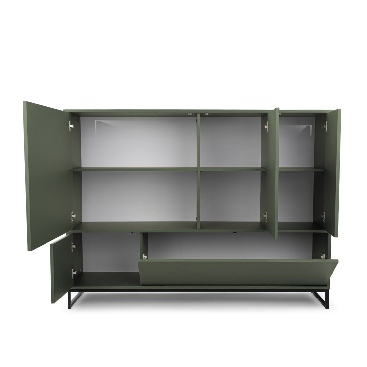 Komoda MONO 160 cm - Butelkowa zieleń od frontu, otwarta