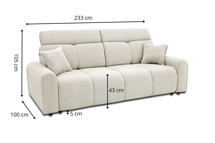 Sofa Laura trzyosobowa - Wymiarówka