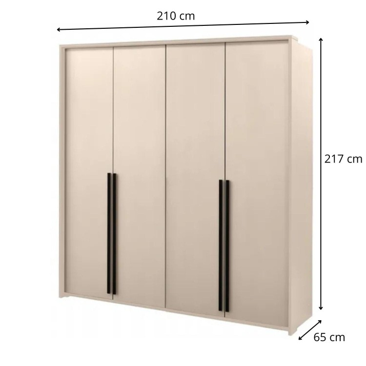 Szafa czterodrzwiowa Mono 210 cm - Beż piaskowy Wymiarówka