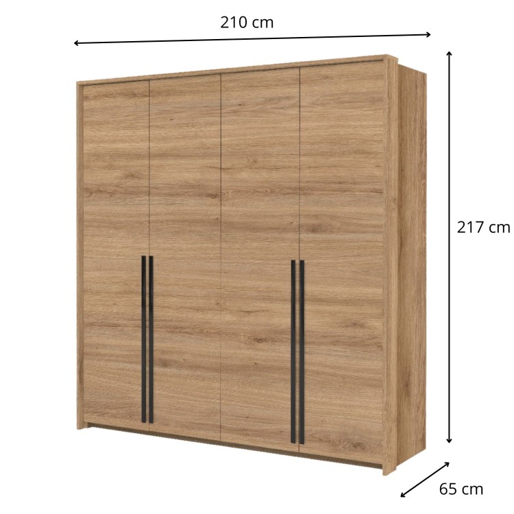 Szafa czterodrzwiowa Mono 210 cm Dąb dziki - Wymiarówka