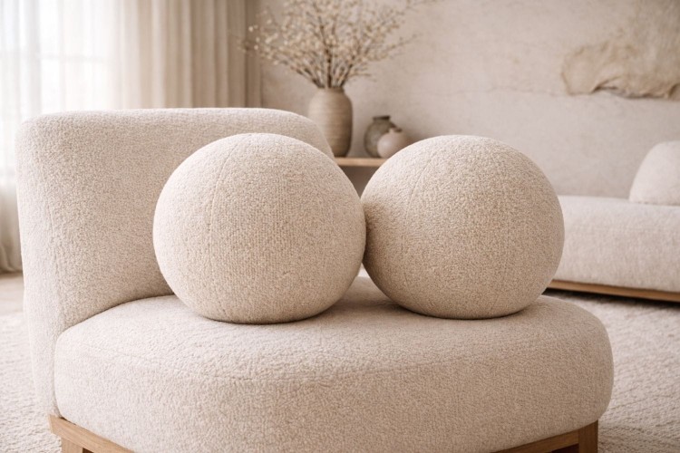Poduszka dekoracyjna okrągła w kształcie kuli Puffi 30 cm - Aranżacja