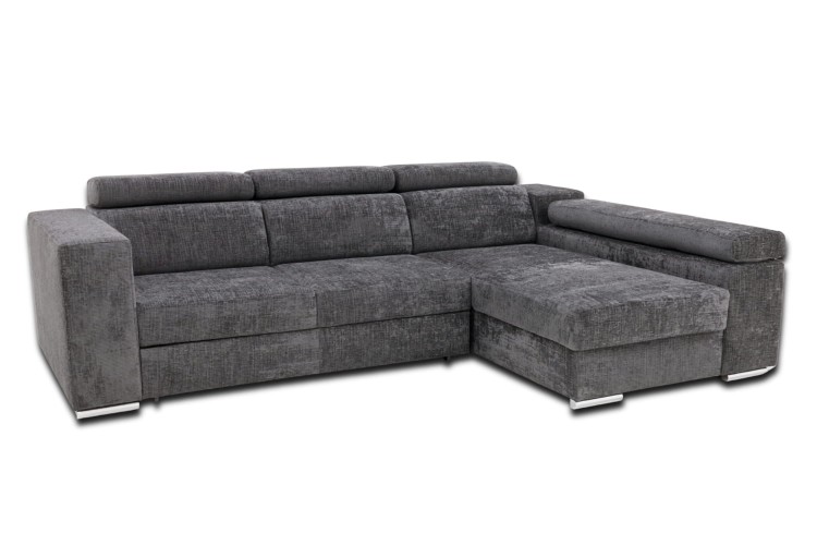 Narożnik Denver z funkcją spania i pojemnikiem na pościel - Widok główny z złożonymi zagłowiami