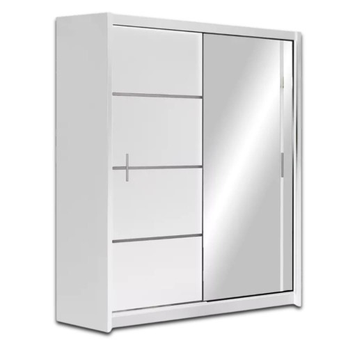 Szafa przesuwna FLEX 150 cm z lustrem - Biała