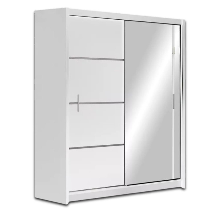 Szafa przesuwna FLEX 150 cm z lustrem - Biała