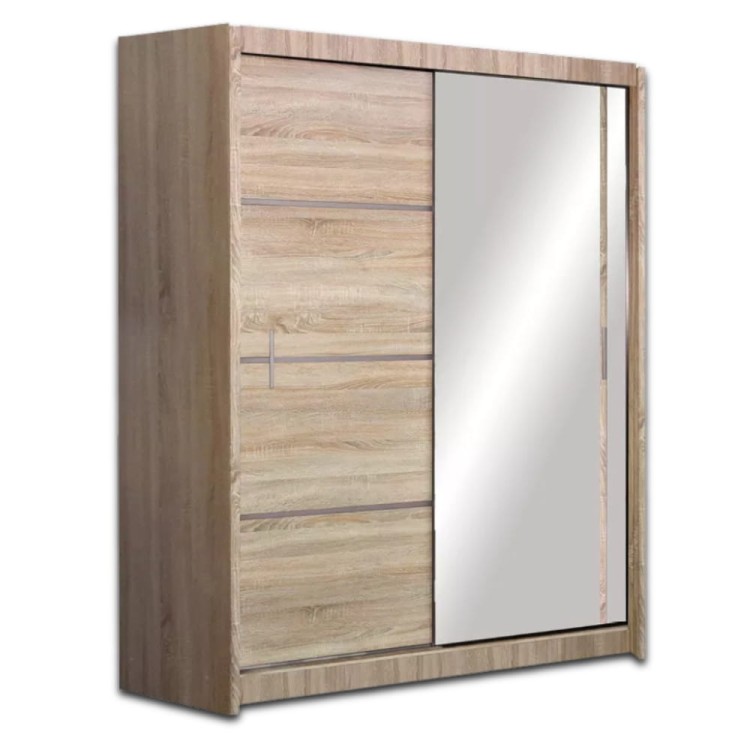 Szafa przesuwna FLEX 150 cm z lustrem - Dąb sonoma