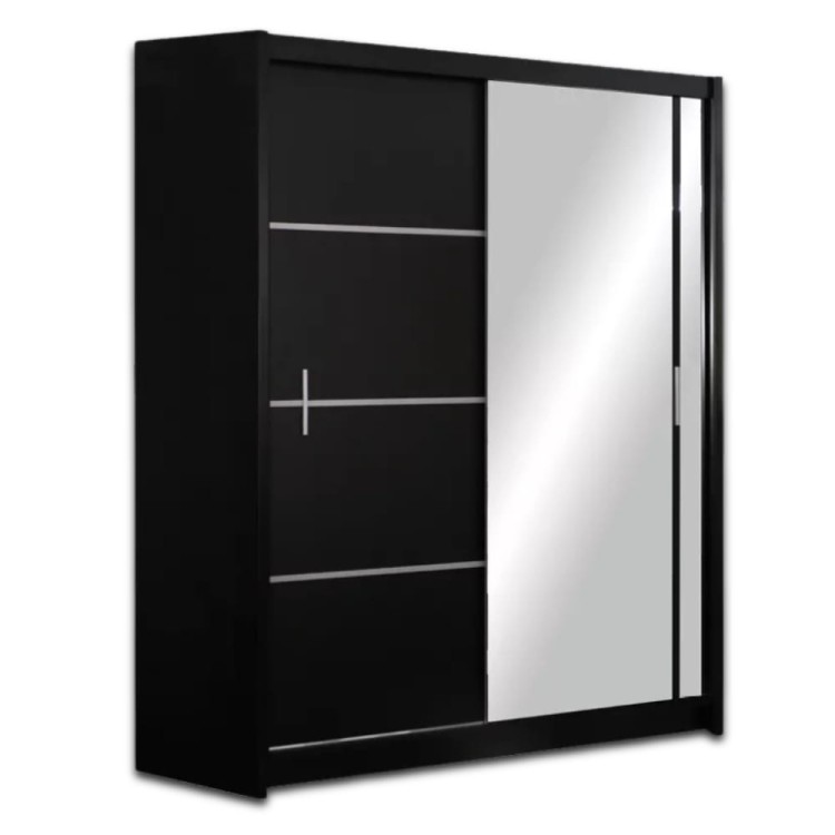 Szafa przesuwna FLEX 150 cm z lustrem - Czarny