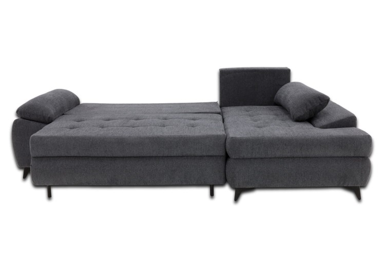 Narożnik Willy L Grafitowy - funkcja spania z poduszką boczną