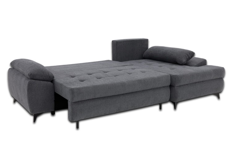 Narożnik Willy L Grafitowy - funkcja spania z poduszką - widok główny