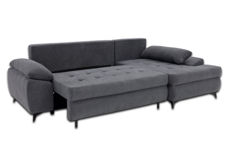 Narożnik Willy L Grafitowy - otwarty pojemnik na pościel - widok główny