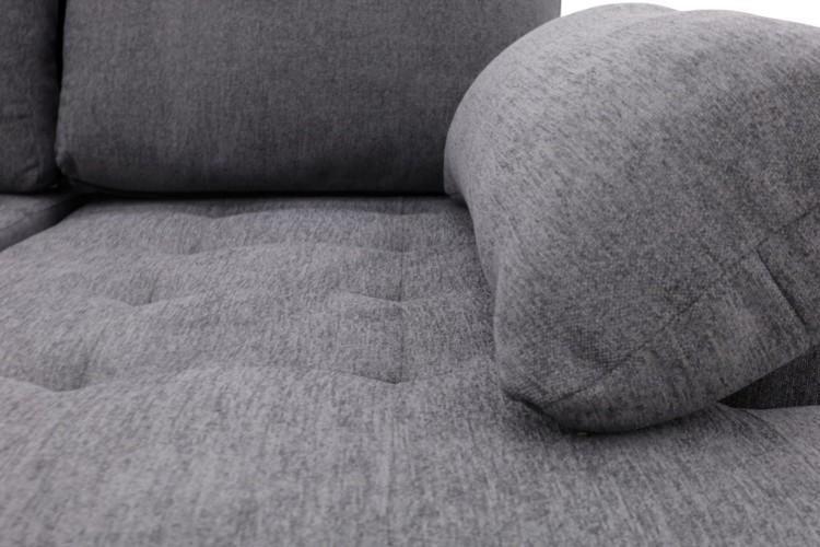 Narożnik Willy L Grafitowy - widok na detal siedziska i poduszki