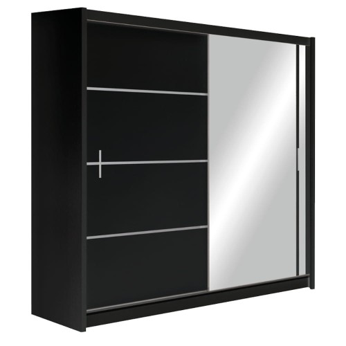 Szafa przesuwna FLEX 150 cm z lustrem - Czarny mat