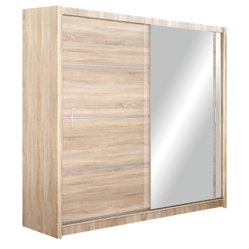 Szafa przesuwna FLEX 150 cm z lustrem - Dąb sonoma
