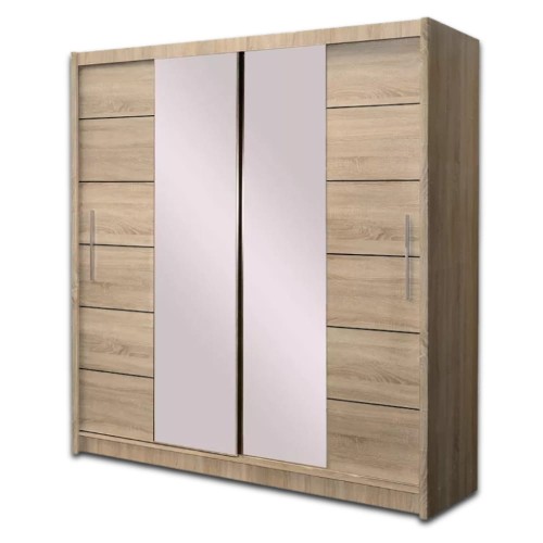Szafa przesuwna YORK 203 cm z lustrem - dąb sonoma