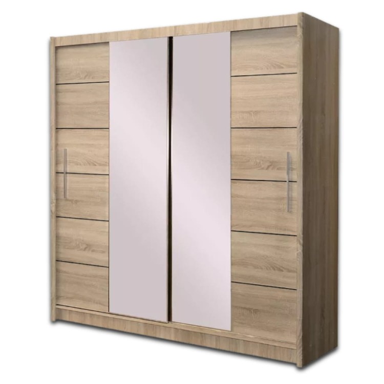 Szafa przesuwna YORK 203 cm z lustrem - dąb sonoma