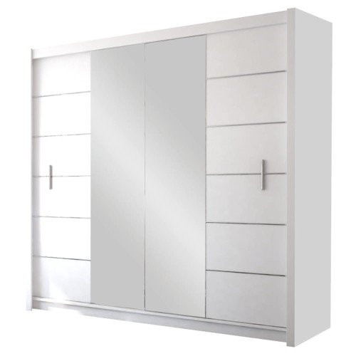 Szafa przesuwna YORK 203 cm z lustrem - biały mat