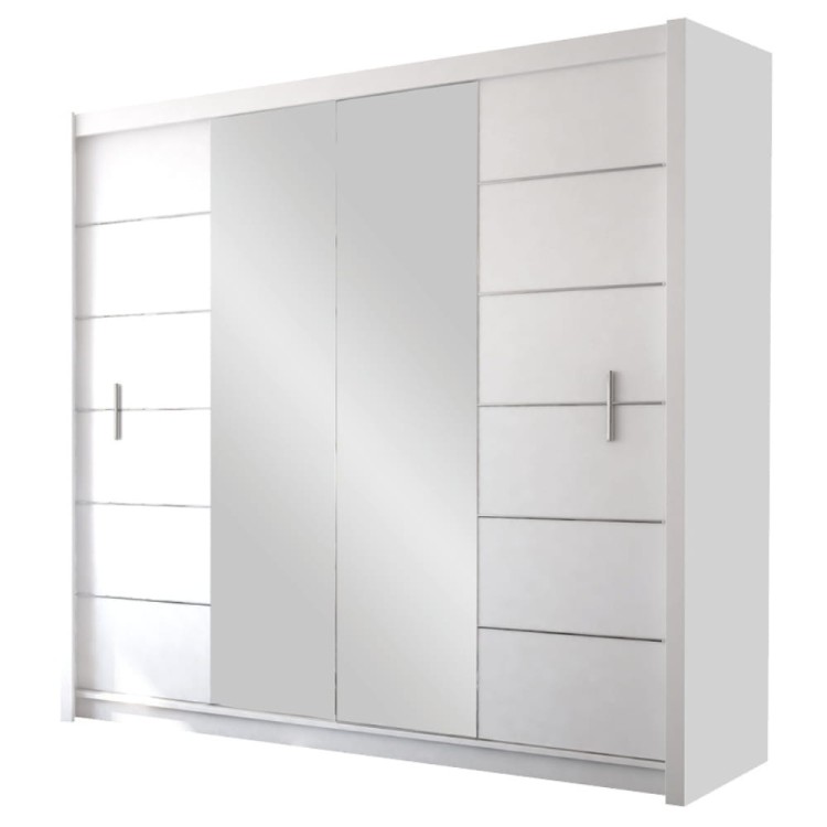 Szafa przesuwna YORK 203 cm z lustrem - biały mat