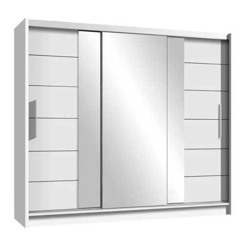 Szafa przesuwna YORK 250 cm z lustrem - Biały mat