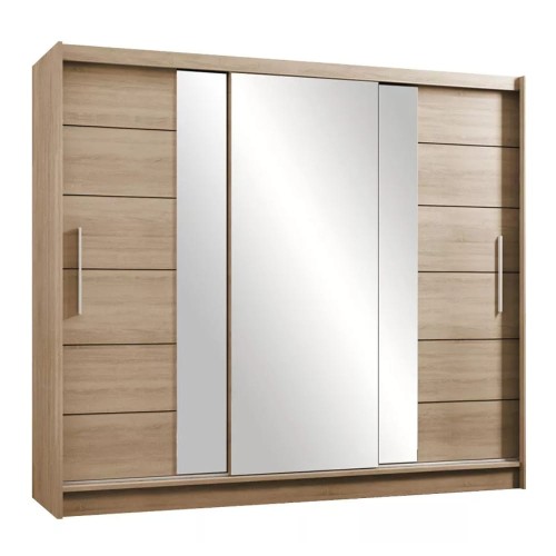 Szafa przesuwna YORK 250 cm z lustrem - Dąb sonoma