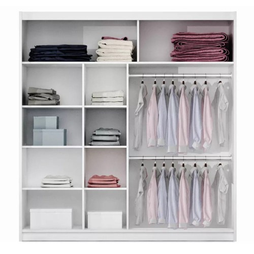 Szafa przesuwna NORD 203 cm z lustrem - otwarta, wyposażona