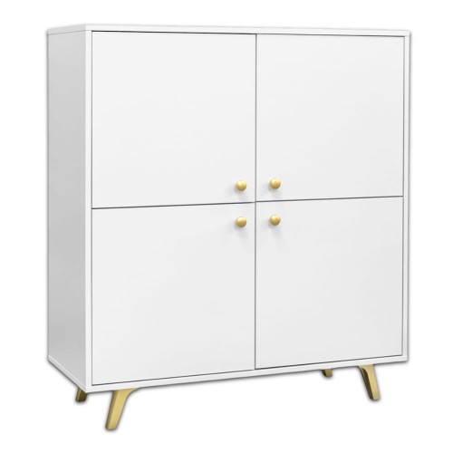 Komoda czterodrzwiowa MONA 100 cm na nóżkach - biały mat