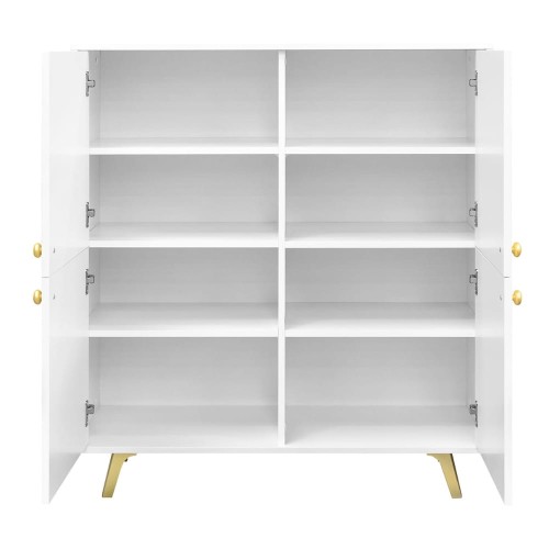 Komoda czterodrzwiowa MONA 100 cm na nóżkach - biały mat, otwarta