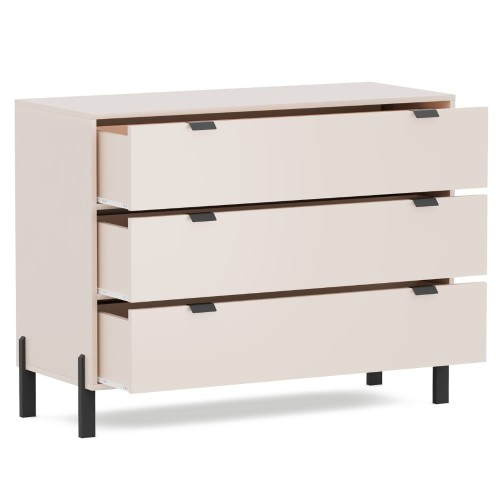 Komoda z szufladami SMART 109 cm - Beż piaskowy - widok główny, otwarta