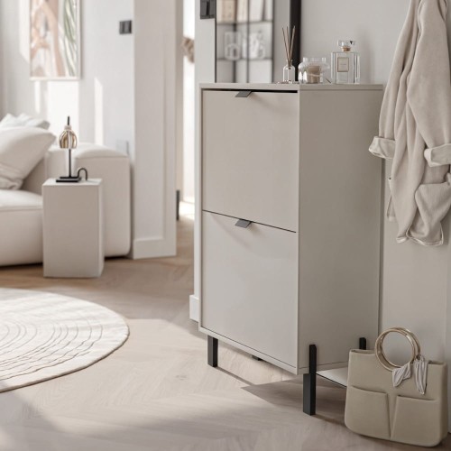Szafka na buty SMART 61 cm na nóżkach - Beż piaskowy - Aranżacja, szafka zamknięta