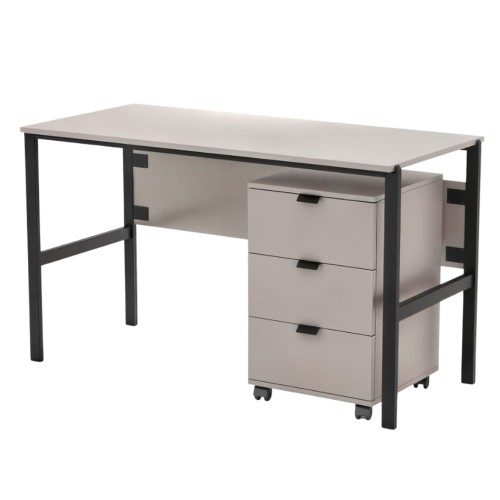 Biurko SMART 128 cm z Kontenerkiem - Beż piaskowy - widok główny