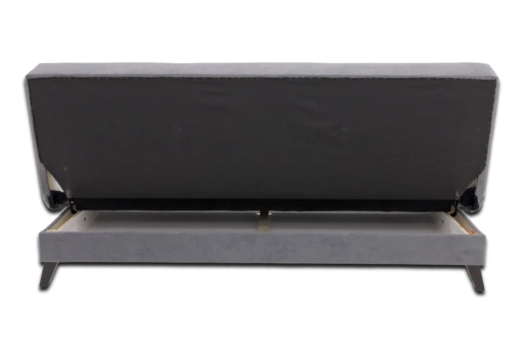 Rozkładana wersalka Sava 195 cm z pojemnikiem na pościel tkanina Mavel 14 - widok od frontu, otwarty pojemnik
