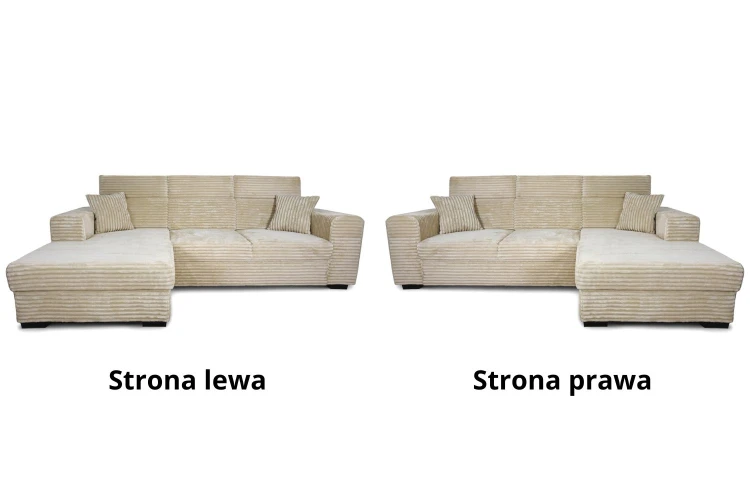 Narożnik Rozalia L z funkcją spania i pojemnikiem na pościel - Prawa Lewa Strona