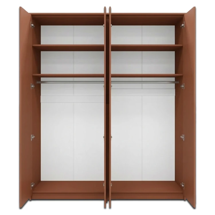 Szafa czterodrzwiowa z lustrem ARCADIA 205 cm - Terracota - otwarta