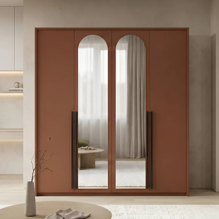 Szafa czterodrzwiowa z lustrem ARCADIA 205 cm - Terracota - Aranżacja