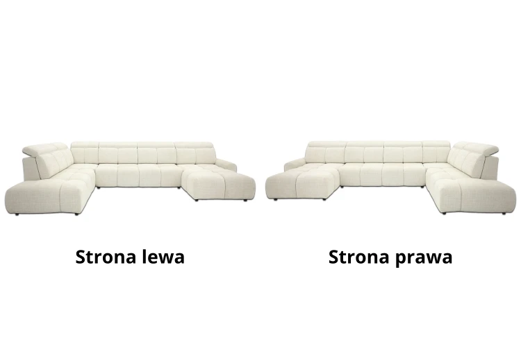 Narożnik Laura U Classic z regulowanymi zagłówkami - wybór strony Prawa/Lewa - tkanina Cremona 01