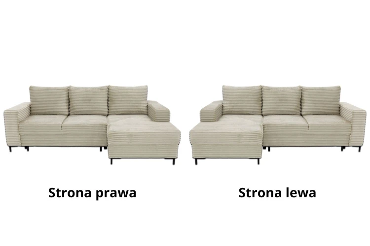 Narożnik Edina I z funkcją spania i pojemnikiem na pościel - tkanina Tilia - wybór strony Prawa/Lewa