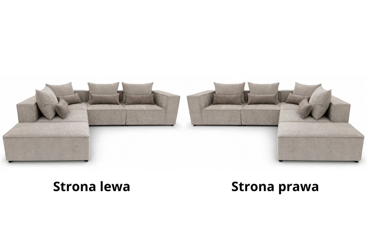 Narożnik modułowy Marsylia z luźnymi poduszkami oparciowymi - tkanina Glory -  wybór strony Prawa / Lewa